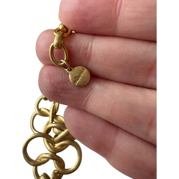 Stella & Dot Gold Tone Crosby Link Vintage Signed Celtic Woven Choker Necklace - Picture 3 of 4